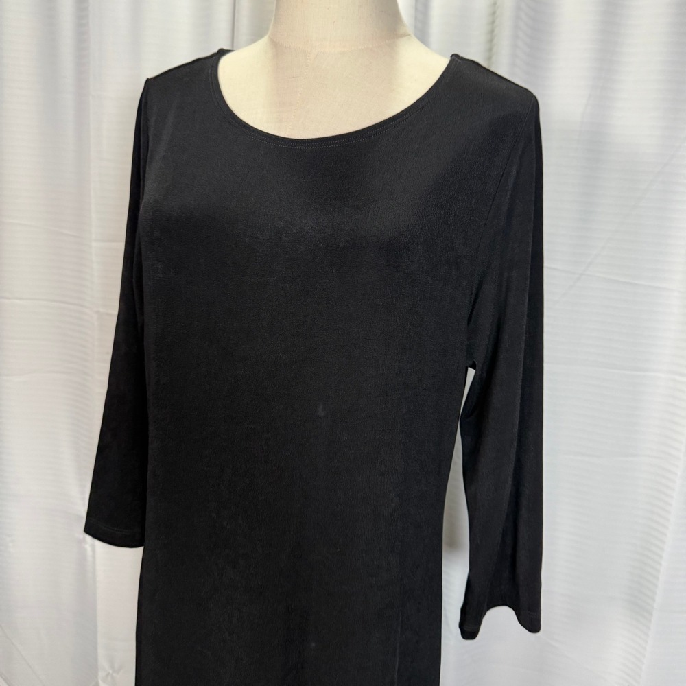 Chicos Travelers Classic Dress Black 3/4 Sleeve Midi 2 Size Large NEW - Picture 9 of 9